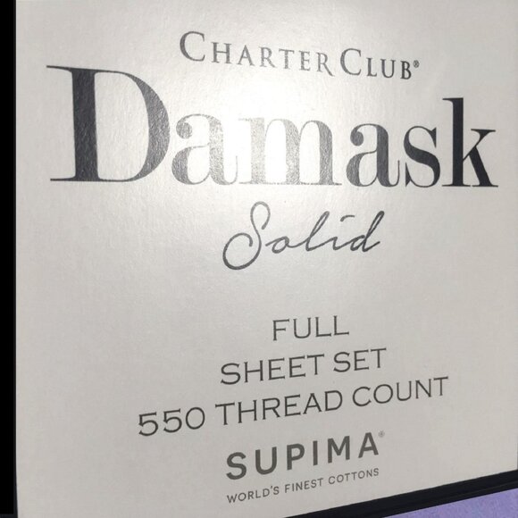 new 4piece AMETHYST PURPLE Charter Club 550 TC 100% Supima Cotton FULL Sheet Set - Picture 2 of 11